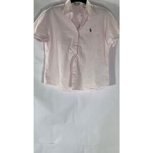 POLO CHINO RALPH LAUREN Women’s Vintage Light Pink Classic Fit Button-Up Top SZM